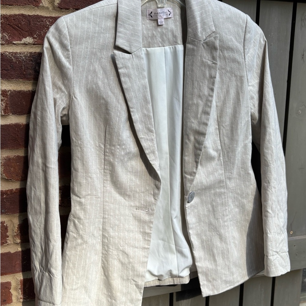 Nanette Lepore Cream Striped Blazer